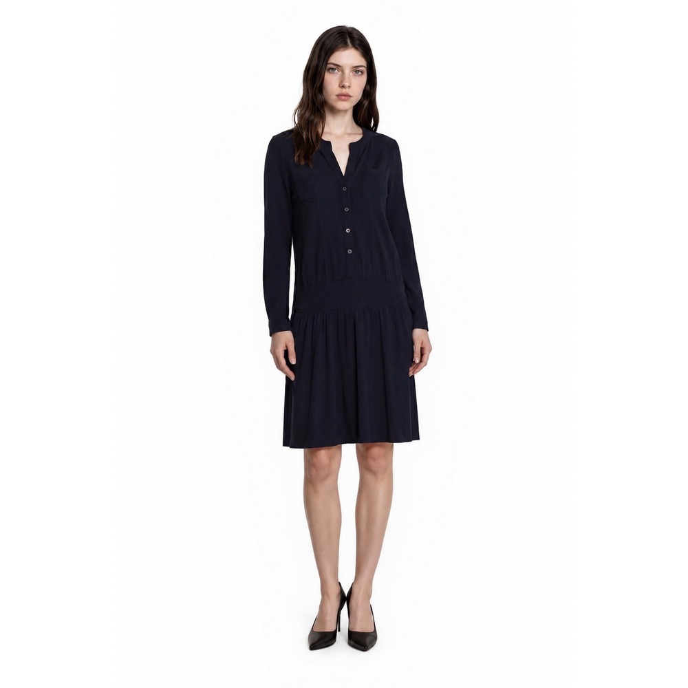 Zadig & Voltaire Dress Women's Size XS Navy‎ Blue Linen Cotton Button Front